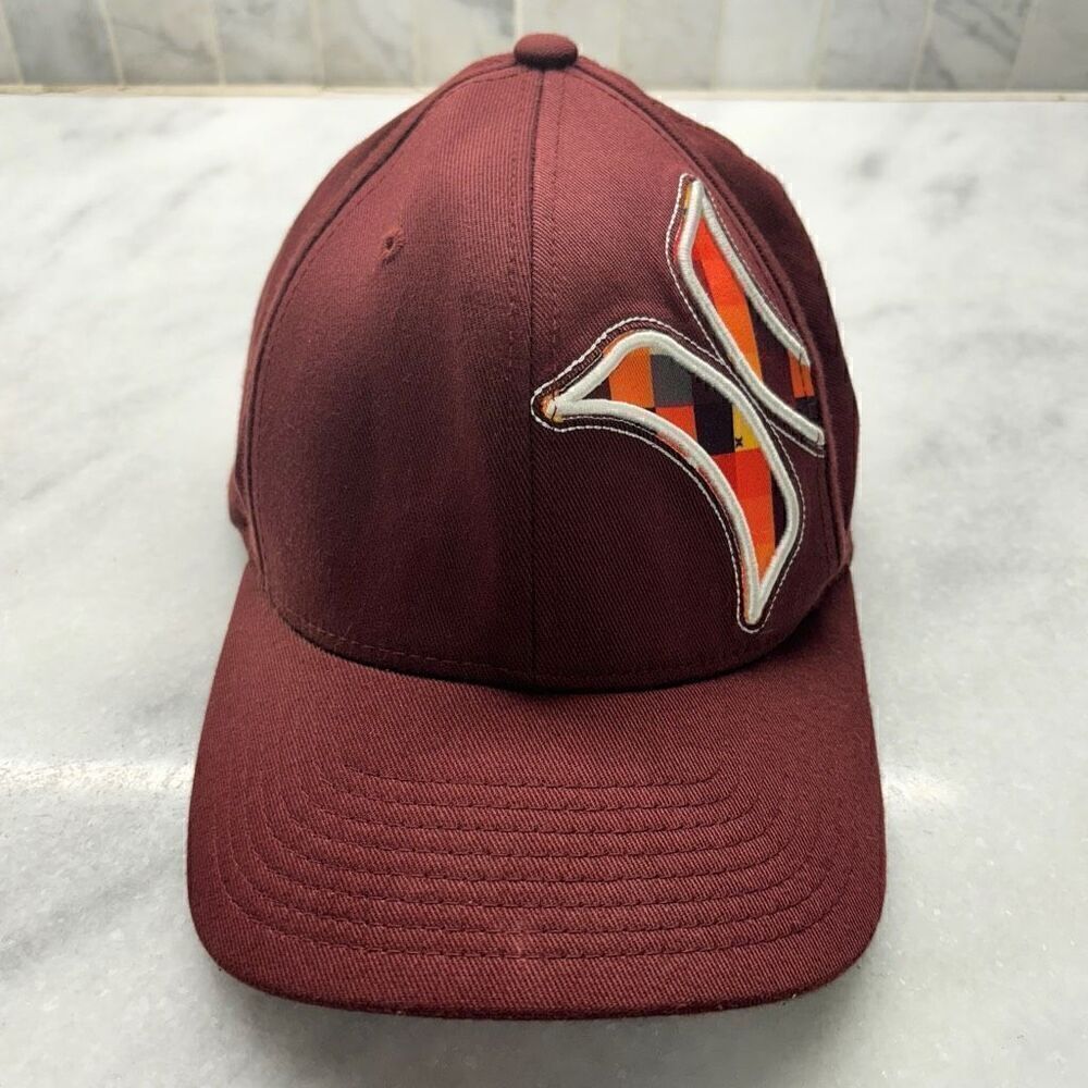 Hurley By Yupoong Flexfit Embossed Logo Fitted Six Panel Hat Cap Maroon S-M